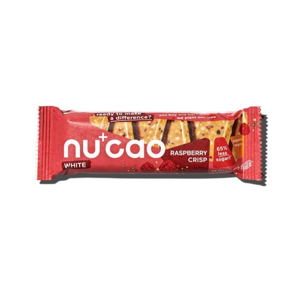Bela cokolada malinov krisp Nucao 40g