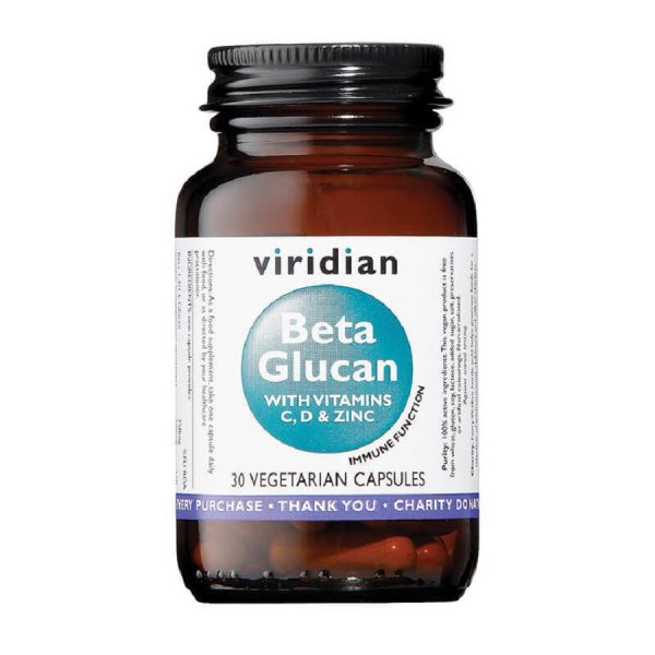 Beta glukan z vitaminoma C D in cinkom Viridian 30 kapsul