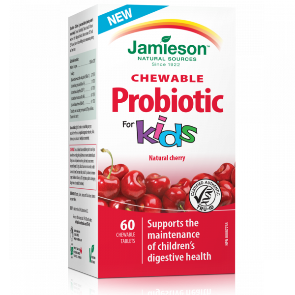 Jamieson Mlecnokislinske bakterije za otroke zvecljive tablete z okusom cesnje 60 tablet