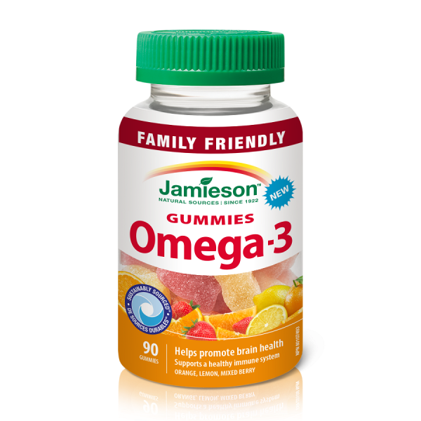 Jamieson Omega 3 zvecljivi bonboni za otroke mladostnike in odrasle 90 bonbonov