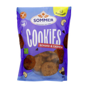 Cookies s čokolado in indijskimi oreščki brez glutena BIO Sommer, 125g